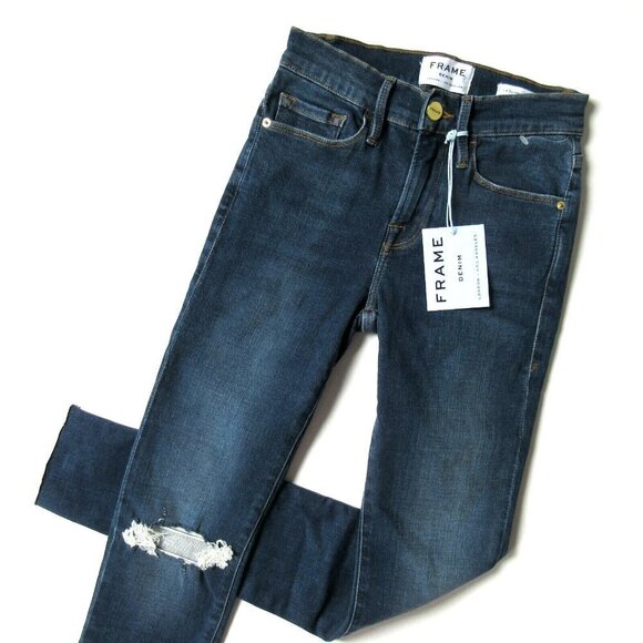 NWT FRAME Le Skinny de Jeanne in Jolie Destroyed Knee Stretch Jeans 25 $245 - Picture 2 of 7
